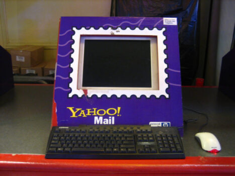 This is a dressed up old school computer with a yahoo email frame.
